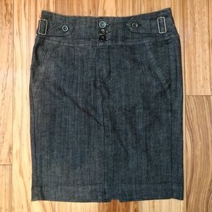 Stretch denim pencil skirt